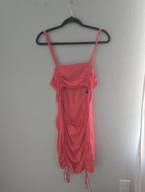 Wild Fable Coral Pink Ruched Slip Dress